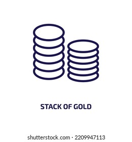 stack of gold icon from business collection. Thin linear stack of gold, stack, gold outline icon isolated on white background. Line vector stack of gold sign, symbol for web and mobile