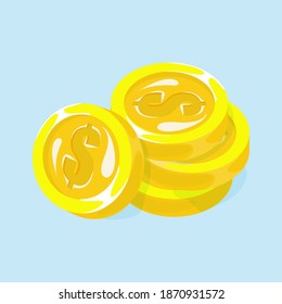 Stack of Gold, Metal Coins, with One Coin in Front.