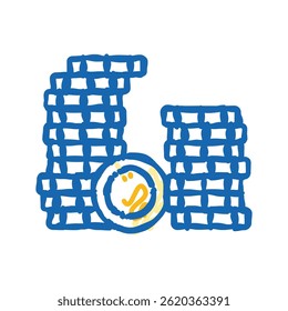 Stapel Gold Geld doodle Symbol Skizze Vektor. Gold-Geld-Stack-Zeichen. einzelne Symbolgrafik