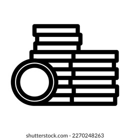 stack gold money line icon vector. stack gold money sign. isolated contour symbol black illustration