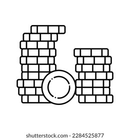 stack gold money line icon vector. stack gold money sign. isolated contour symbol black illustration