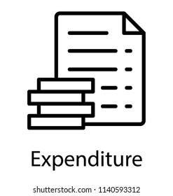 A stack of gold with the paper bill, expenditure icon 