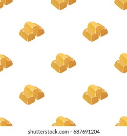 Stack of golden bars icon in cartoon style isolated on white background. Precious minerals and jeweler symbol stock vector illustration.