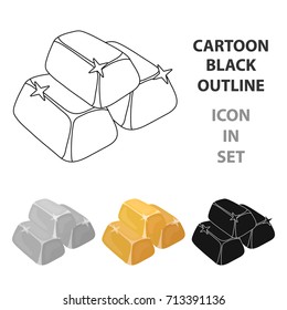 Stack of golden bars icon in cartoon style isolated on white background. Precious minerals and jeweler symbol stock vector illustration.