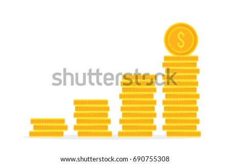 stack of golden coin like income graph. cartoon flat style trend modern simple logo graphic design isolated on white. concept of monetary collection or strategy of profit or benefit making in business