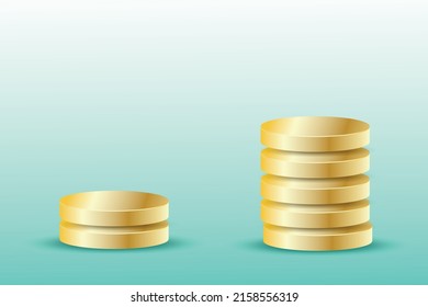 

Stack of golden coins on yellow background with earning profit concept. Gold coins or currency of business. 3D rendering.