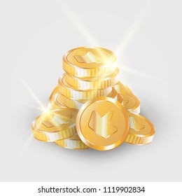 Stack of Golden Coins Vector Illustration Realistic 3d Vector Illustration for Game or Treasure Concept