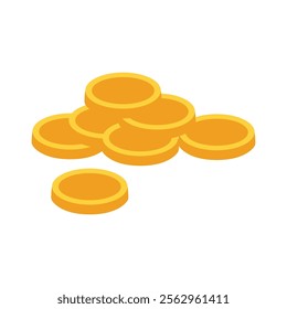 Stack of golden coins vector illustration, gold coin pile clip art, gold money clipart image, isolated on white background