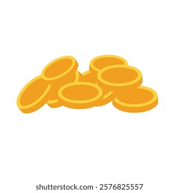 Stack of golden coins vector illustration, gold coin pile clip art, gold money clipart image