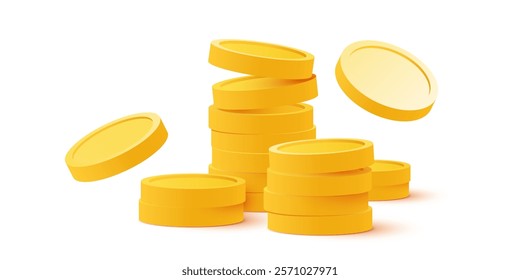 Stack of golden dollar coins. Economics concept. Vector illustration