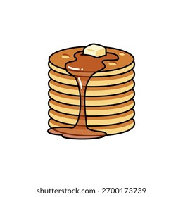 A stack of golden pancakes topped with butter and syrup dripping down, symbolizing a delicious breakfast treat full of warmth and sweetness.