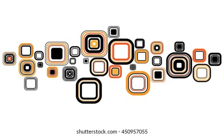 Stack of graphic rounded rectangular on white background