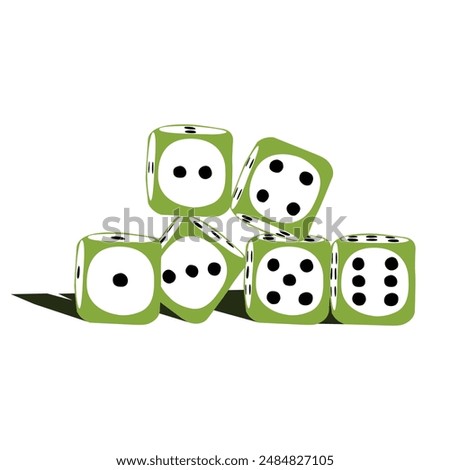 A stack of green cubes representing a dice