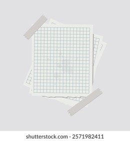 Stack of Grid Paper Sheets Vector Illustration. A clean stack of grid paper sheets, ideal for educational or professional designs