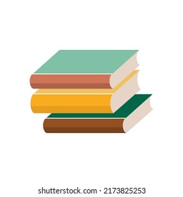 Stack of hardcover books isolated on white background