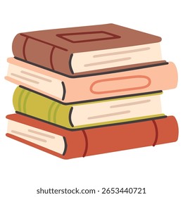 Pilha de livros de capa dura em tons neutros. Representa aprendizagem, educação, pesquisa, hábitos de leitura e cultura literária para o contexto escolar ou acadêmico