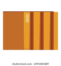 Stack of hardcover books with orange covers lying down, isolated on white