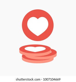 Stack of heart coins vector illustration