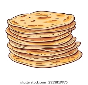 Stack of homemade pancakes icon isolated