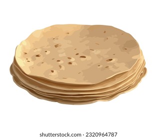 Stack of homemade pita bread icon icon isolated