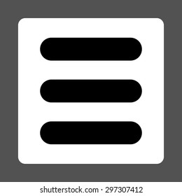 Stack icon from Primitive Buttons OverColor Set. This rounded square flat button is drawn with black and white colors on a gray background.