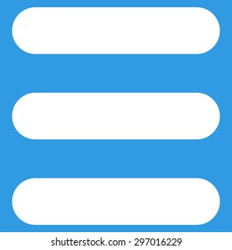 Stack icon from Primitive Set. This isolated flat symbol is drawn with white color on a blue background, angles are rounded.