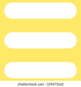 Stack icon from Primitive Set. This isolated flat symbol is drawn with white color on a yellow background, angles are rounded.