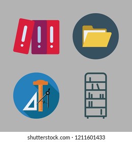 stack icon set. vector set about bookshelf, archives, folder and school material icons set.