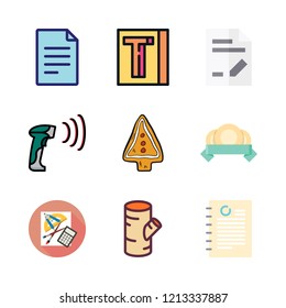 stack icon set. vector set about school material, barcode scanner, log and cookie icons set.