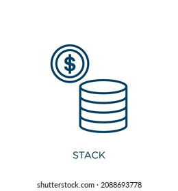 stack icon. Thin linear stack outline icon isolated on white background. Line vector stack sign, symbol for web and mobile