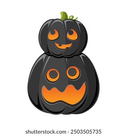 Stack of Jack O Lanterns, Cute Glowing Halloween Pumpkins, Creepy Spooky Scary Decorations