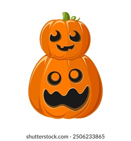 Pila de linternas de Jack O, calabazas divertidas lindas de Halloween, decoraciones espeluznantes de miedo