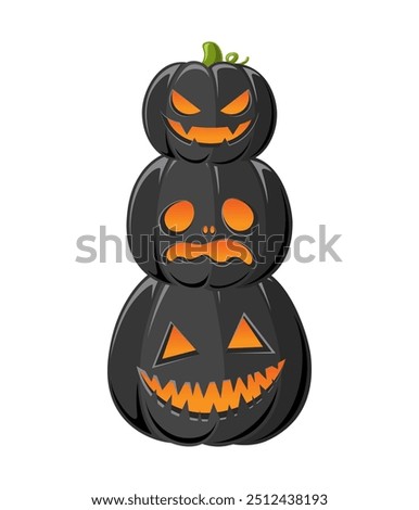 Stack of Jack O Lanterns, Cute Glowing Halloween Pumpkins, Creepy Spooky Scary Decorations