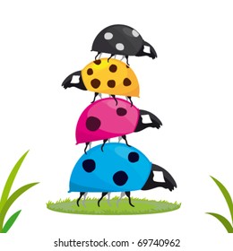 Stack of ladybirds color printing