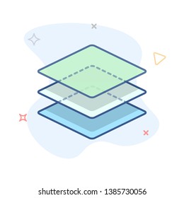 Stack of layers icon. Stack of squares outline illustration.