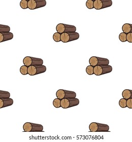 Stack of logs icon in cartoon style isolated on white background. Sawmill and timber pattern stock vector illustration.