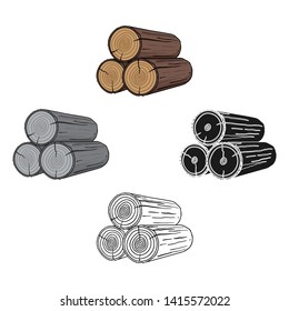 Stack of logs icon in cartoon,black style isolated on white background. Sawmill and timber symbol stock vector illustration.