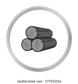 Stack of logs icon in monochrome style isolated on white background. Sawmill and timber symbol stock vector illustration.