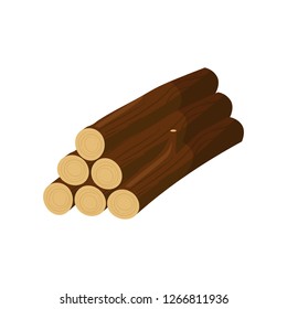 Stack of logs illustration. Tree trunk, woods, lumber harvest. Wood concept. Can be used for topics like forestry, wooden industry, sawmill