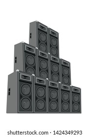 Stack of Loudspeakers isolated. Editable Clip Art.