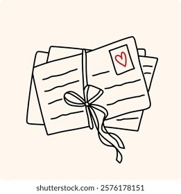 Stack of Love Letters with doodle style drawing