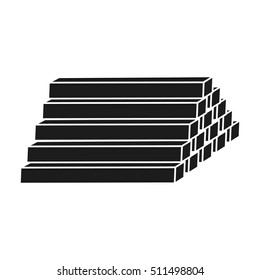 Stack of lumbers icon in black style isolated on white background. Sawmill and timber symbol stock vector illustration.