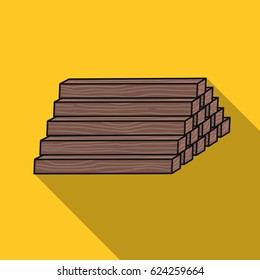 Stack of lumbers icon in flat style isolated on white background. Sawmill and timber symbol stock vector illustration.