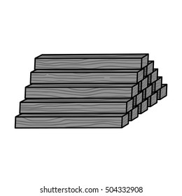 Stack of lumbers icon in monochrome style isolated on white background. Sawmill and timber symbol stock vector illustration.
