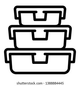 Stack of lunchbox icon. Outline stack of lunchbox vector icon for web design isolated on white background