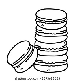 A stack of Macaron Hand drawn line art Paris Illustration