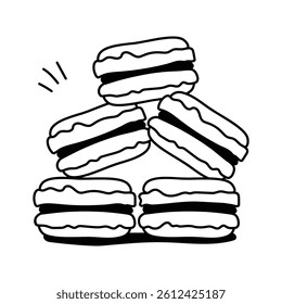 A stack of macarons, arranged in a pleasing tower formation