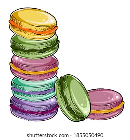Stack of macarons of various colors, vector