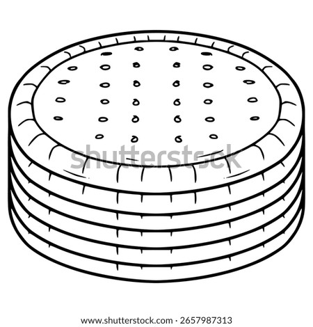 stack of marie biscuits illustration hand drawn outline vector