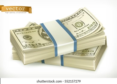 Stack of money. 3d vector icon